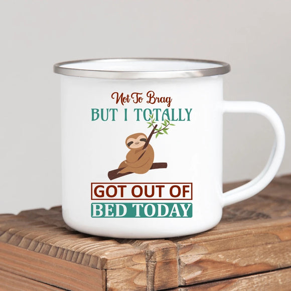 Not To Brag Sloth Enamel Mug