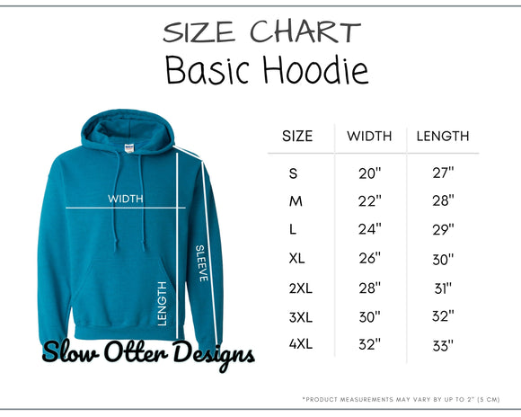 UNISEX BASIC HOODIE SIZE CHART