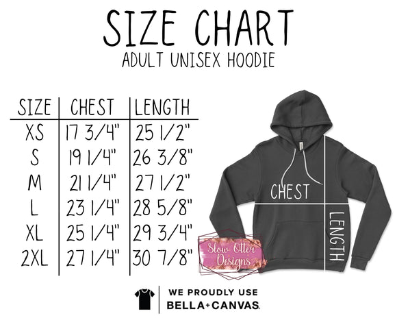 UNISEX PREMIUM HOODIE SIZE CHART