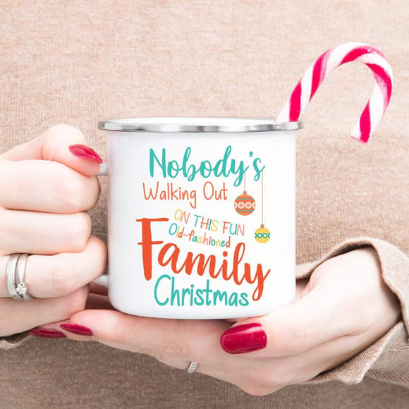 Fun Filled Family Christmas Enamel Mug